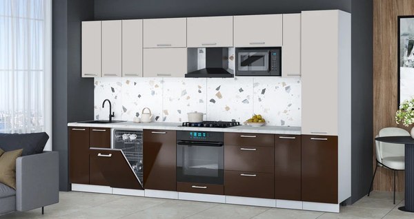 Кухонный гарнитур Интерлиния Мила Gloss 3.4-ПМ4