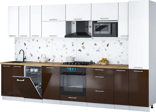 Кухонный гарнитур Интерлиния Мила Gloss 3.4-ПМ4 - фото