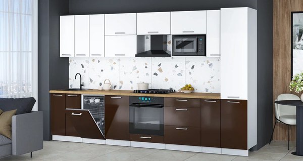 Кухонный гарнитур Интерлиния Мила Gloss 3.4-ПМ4