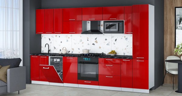 Кухонный гарнитур Интерлиния Мила Gloss 3.4-ПМ4