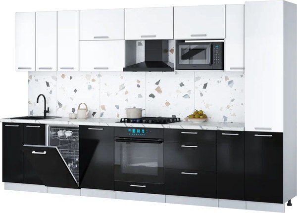 Кухонный гарнитур Интерлиния Мила Gloss 3.4-ПМ4 - фото