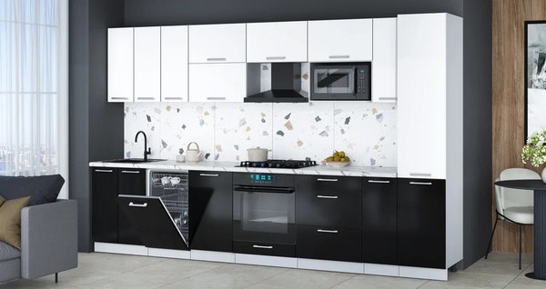 Кухонный гарнитур Интерлиния Мила Gloss 3.4-ПМ4