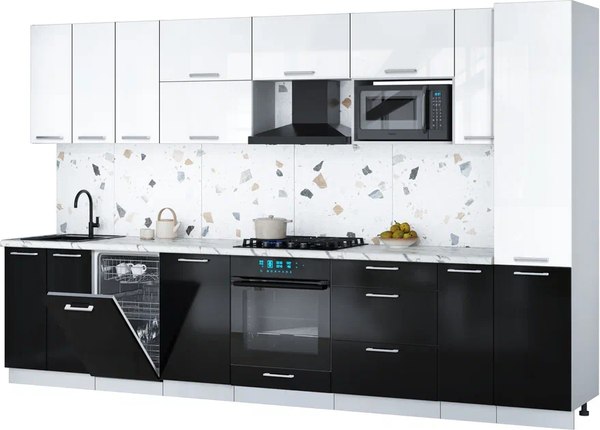 Кухонный гарнитур Интерлиния Мила Gloss 3.4-ПМ4 - фото