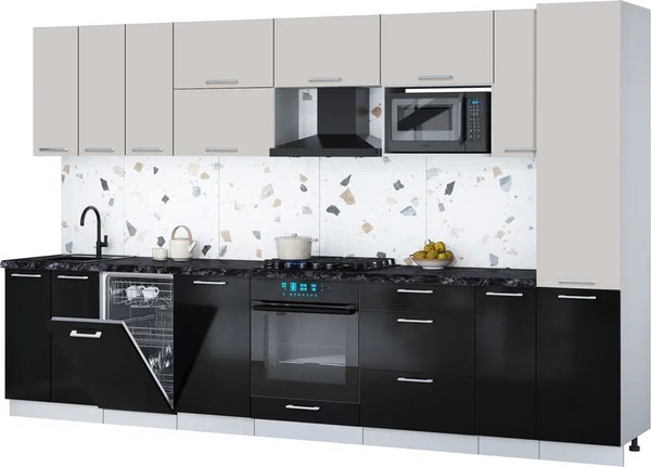 Кухонный гарнитур Интерлиния Мила Gloss 3.4-ПМ4 - фото