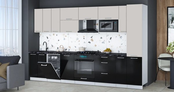 Кухонный гарнитур Интерлиния Мила Gloss 3.4-ПМ4