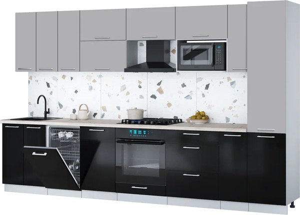 Кухонный гарнитур Интерлиния Мила Gloss 3.4-ПМ4 - фото