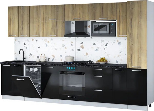 Кухонный гарнитур Интерлиния Мила Gloss 3.4-ПМ4 - фото