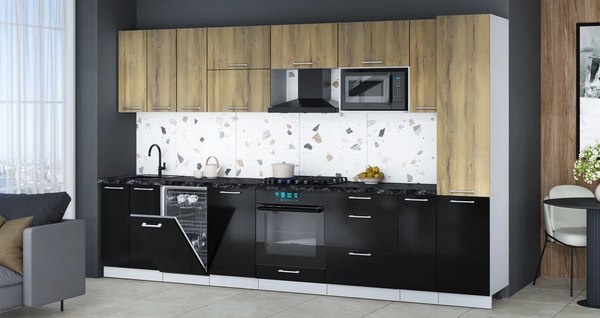 Кухонный гарнитур Интерлиния Мила Gloss 3.4-ПМ4