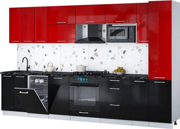 Кухонный гарнитур Интерлиния Мила Gloss 3.4-ПМ4 - фото