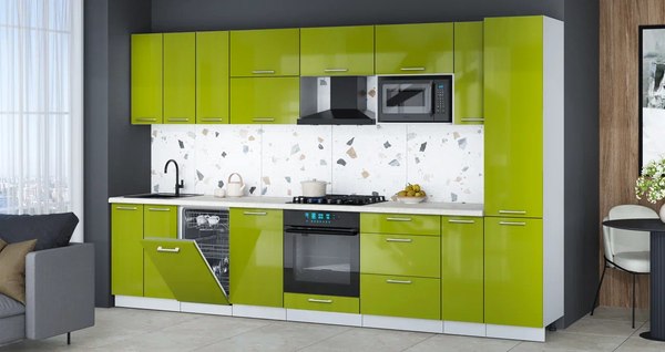 Кухонный гарнитур Интерлиния Мила Gloss 3.4-ПМ4