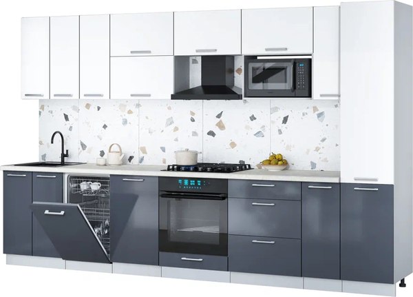 Кухонный гарнитур Интерлиния Мила Gloss 3.4-ПМ4 - фото