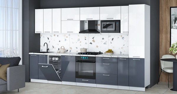 Кухонный гарнитур Интерлиния Мила Gloss 3.4-ПМ4