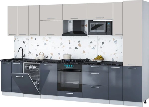 Кухонный гарнитур Интерлиния Мила Gloss 3.4-ПМ4 - фото