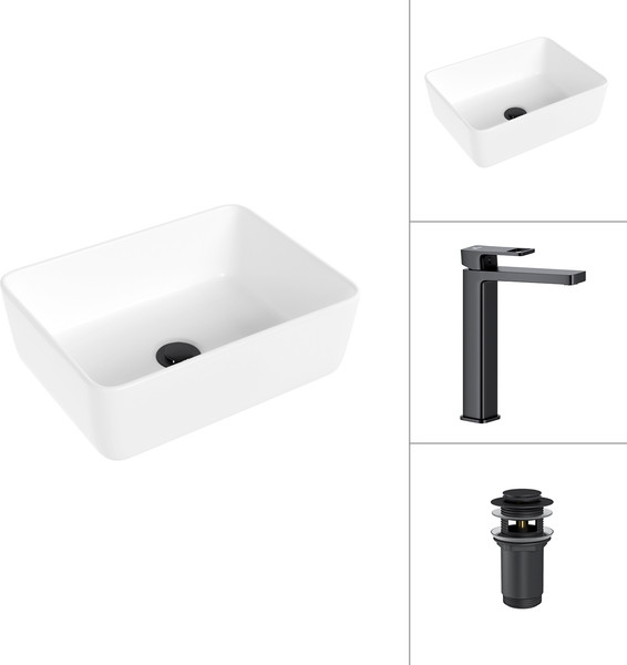 Умывальник со смесителем Lauter 21674B + Cascade 21СК0655BS с донным клапаном 21190B - фото