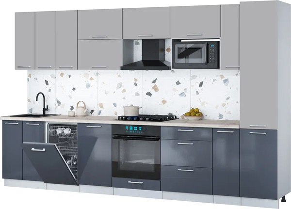 Кухонный гарнитур Интерлиния Мила Gloss 3.4-ПМ4 - фото