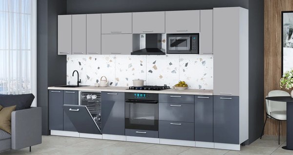 Кухонный гарнитур Интерлиния Мила Gloss 3.4-ПМ4