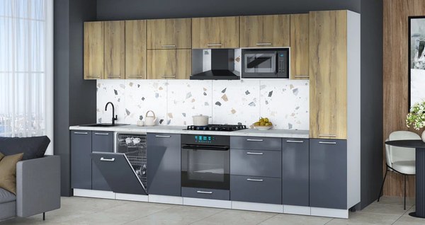 Кухонный гарнитур Интерлиния Мила Gloss 3.4-ПМ4