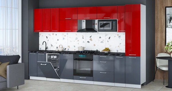 Кухонный гарнитур Интерлиния Мила Gloss 3.4-ПМ4