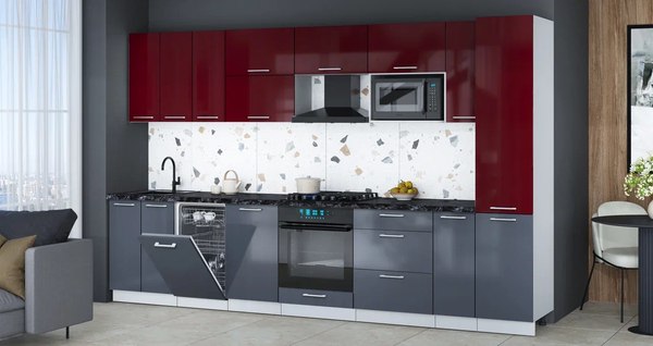 Кухонный гарнитур Интерлиния Мила Gloss 3.4-ПМ4