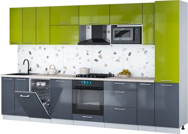 Кухонный гарнитур Интерлиния Мила Gloss 3.4-ПМ4 - фото