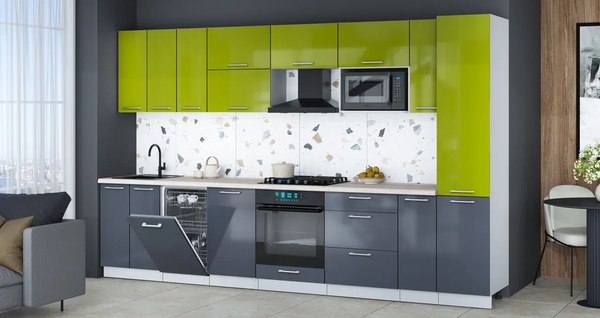 Кухонный гарнитур Интерлиния Мила Gloss 3.4-ПМ4