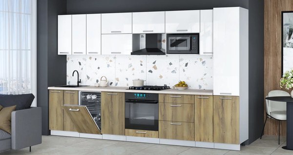 Кухонный гарнитур Интерлиния Мила Gloss 3.4-ПМ4