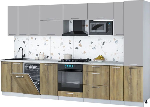 Кухонный гарнитур Интерлиния Мила Gloss 3.4-ПМ4 - фото