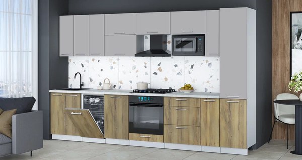 Кухонный гарнитур Интерлиния Мила Gloss 3.4-ПМ4