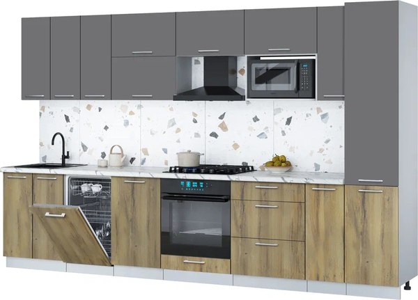 Кухонный гарнитур Интерлиния Мила Gloss 3.4-ПМ4 - фото