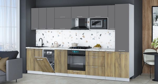 Кухонный гарнитур Интерлиния Мила Gloss 3.4-ПМ4