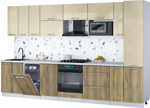 Кухонный гарнитур Интерлиния Мила Gloss 3.4-ПМ4 - фото