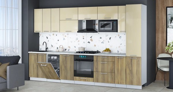 Кухонный гарнитур Интерлиния Мила Gloss 3.4-ПМ4