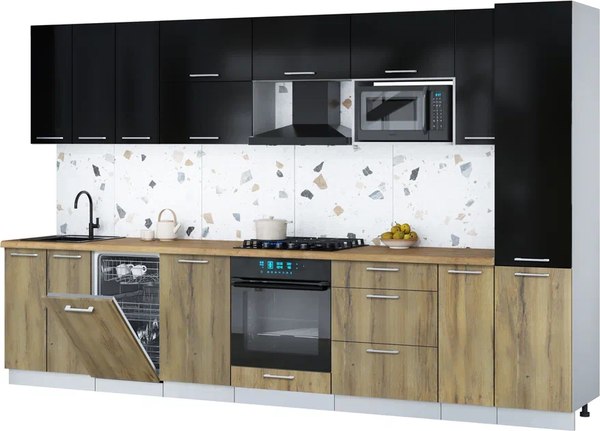 Кухонный гарнитур Интерлиния Мила Gloss 3.4-ПМ4 - фото