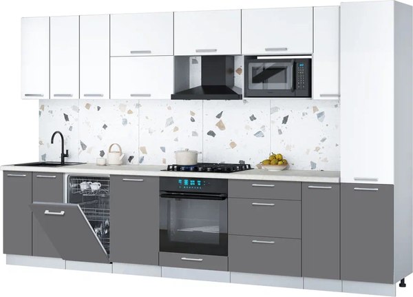 Кухонный гарнитур Интерлиния Мила Gloss 3.4-ПМ4 - фото