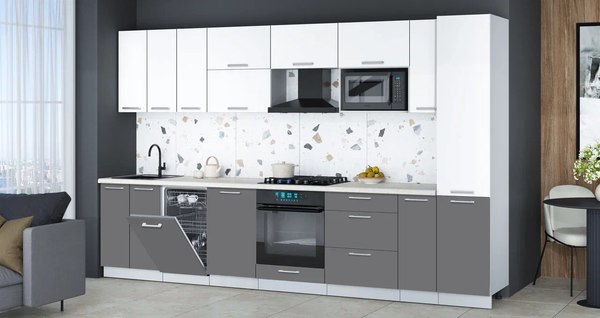 Кухонный гарнитур Интерлиния Мила Gloss 3.4-ПМ4