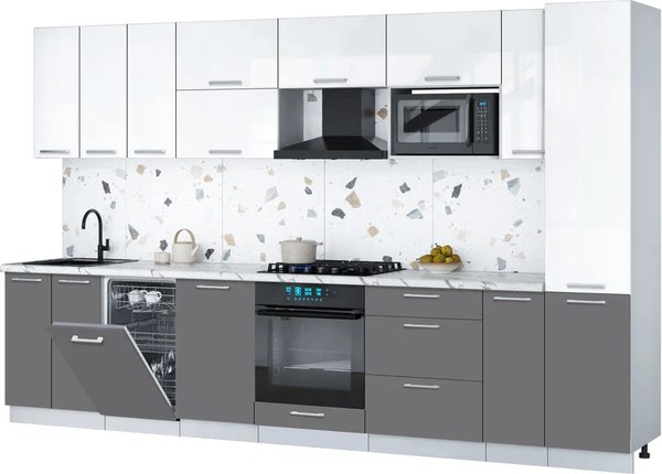 Кухонный гарнитур Интерлиния Мила Gloss 3.4-ПМ4 - фото