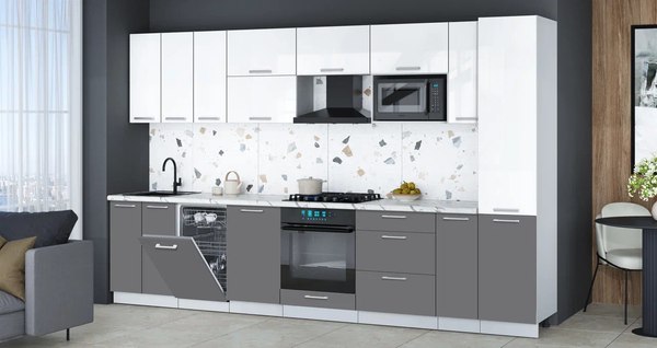 Кухонный гарнитур Интерлиния Мила Gloss 3.4-ПМ4