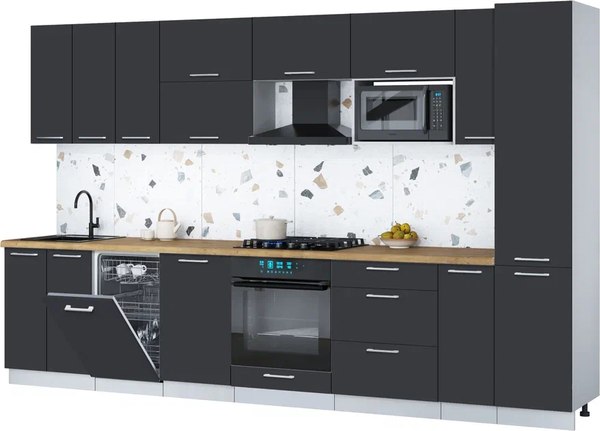 Кухонный гарнитур Интерлиния Мила Gloss 3.4-ПМ4 - фото