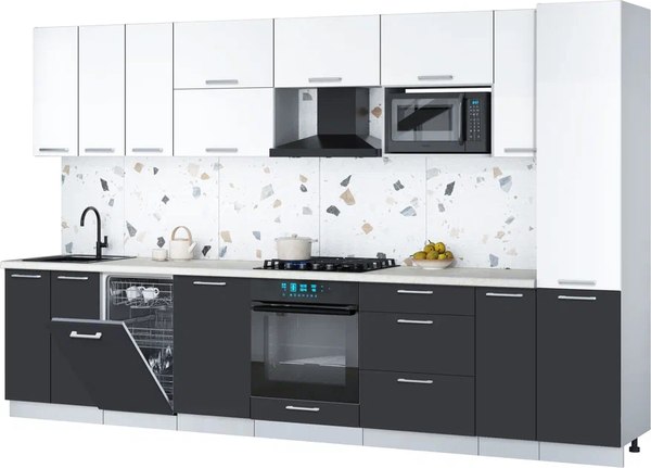Кухонный гарнитур Интерлиния Мила Gloss 3.4-ПМ4 - фото