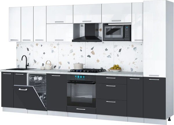 Кухонный гарнитур Интерлиния Мила Gloss 3.4-ПМ4 - фото
