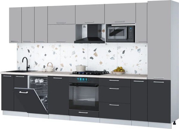 Кухонный гарнитур Интерлиния Мила Gloss 3.4-ПМ4 - фото