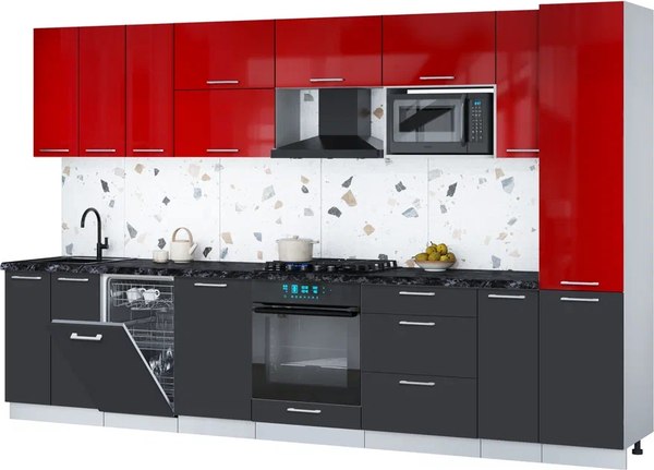 Кухонный гарнитур Интерлиния Мила Gloss 3.4-ПМ4 - фото