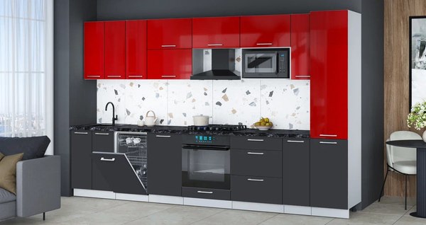 Кухонный гарнитур Интерлиния Мила Gloss 3.4-ПМ4