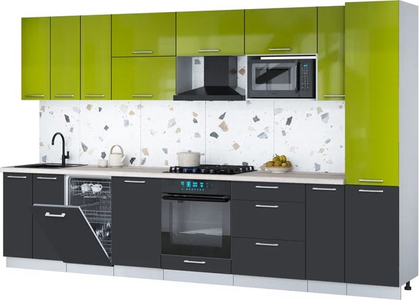 Кухонный гарнитур Интерлиния Мила Gloss 3.4-ПМ4 - фото