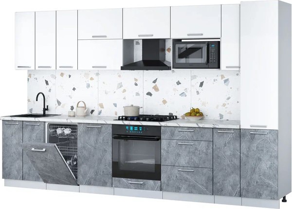 Кухонный гарнитур Интерлиния Мила Gloss 3.4-ПМ4 - фото