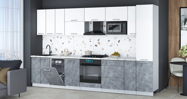 Кухонный гарнитур Интерлиния Мила Gloss 3.4-ПМ4