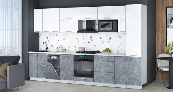 Кухонный гарнитур Интерлиния Мила Gloss 3.4-ПМ4