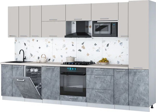 Кухонный гарнитур Интерлиния Мила Gloss 3.4-ПМ4 - фото