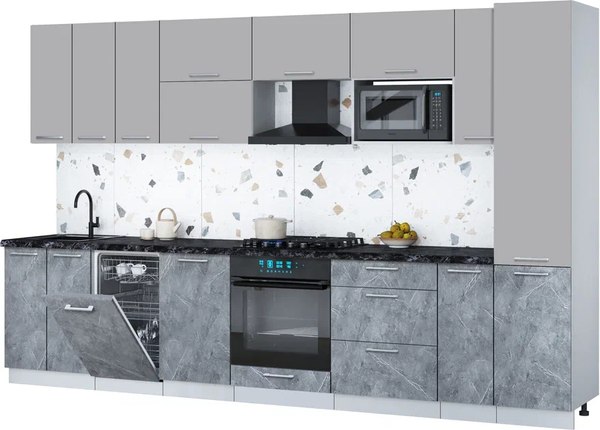 Кухонный гарнитур Интерлиния Мила Gloss 3.4-ПМ4 - фото
