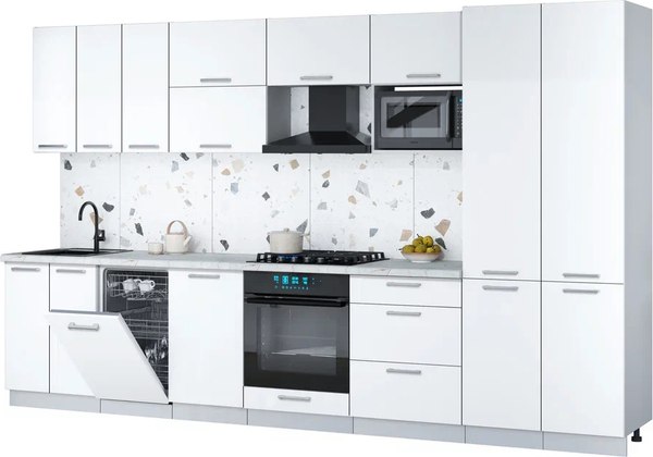 Кухонный гарнитур Интерлиния Мила Gloss 3.5-ПМ4 - фото